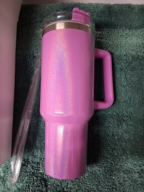 Pink Glitter Travel Mug with Handle - Brand